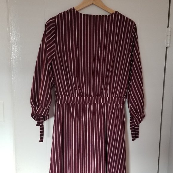 Lulu's Parisa Burgundy Stripe Button-Front Dress - Picture 9 of 11
